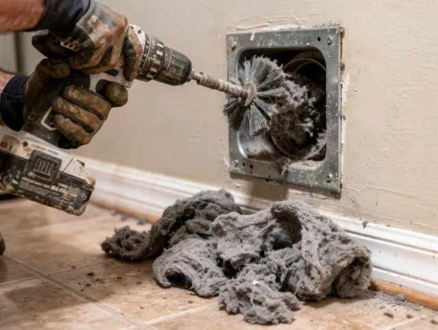 Certified Jupiter Dryer Vent Cleaning technician performing dryer vent cleaning in Jupiter